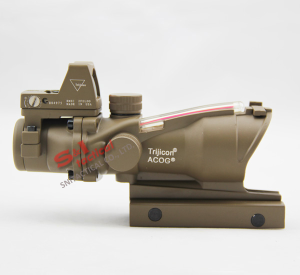 New Tactical ACOG 4x32 Style w/ Mini Red Dot Scope With Real Red